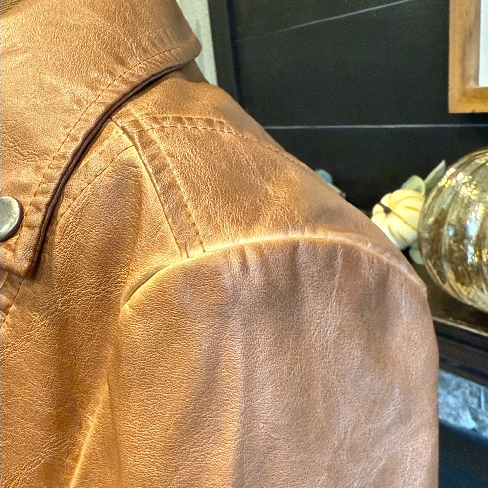 Max Studio Tan Leather Jacket - Picture 6 of 7